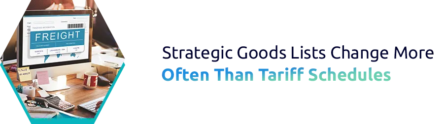 Strategic Goods Lists Change More Often Than Tariff Schedules